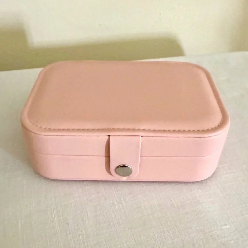 Pink Travel Jewelry Box Organizer for Rings Earrings Necklaces Multiple Compartm